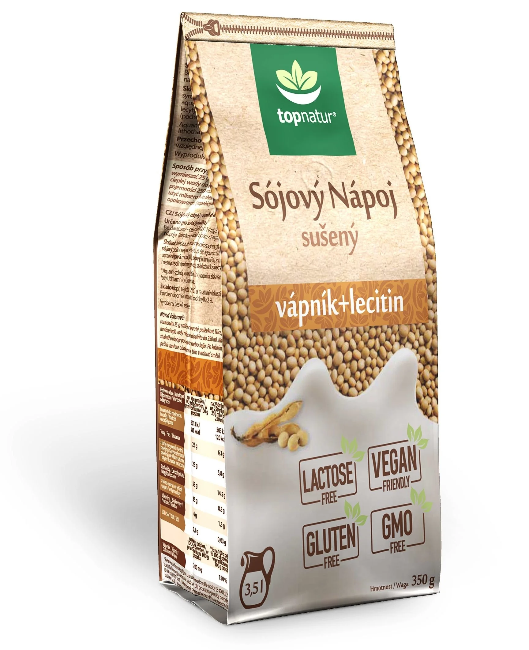 Topnatur Sojový nápoj vápník + lecitin sáček 350 g