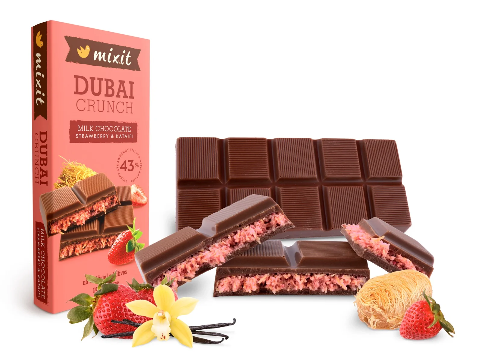 Mixit Dubajská čokoláda s jahodovou náplní 70 g