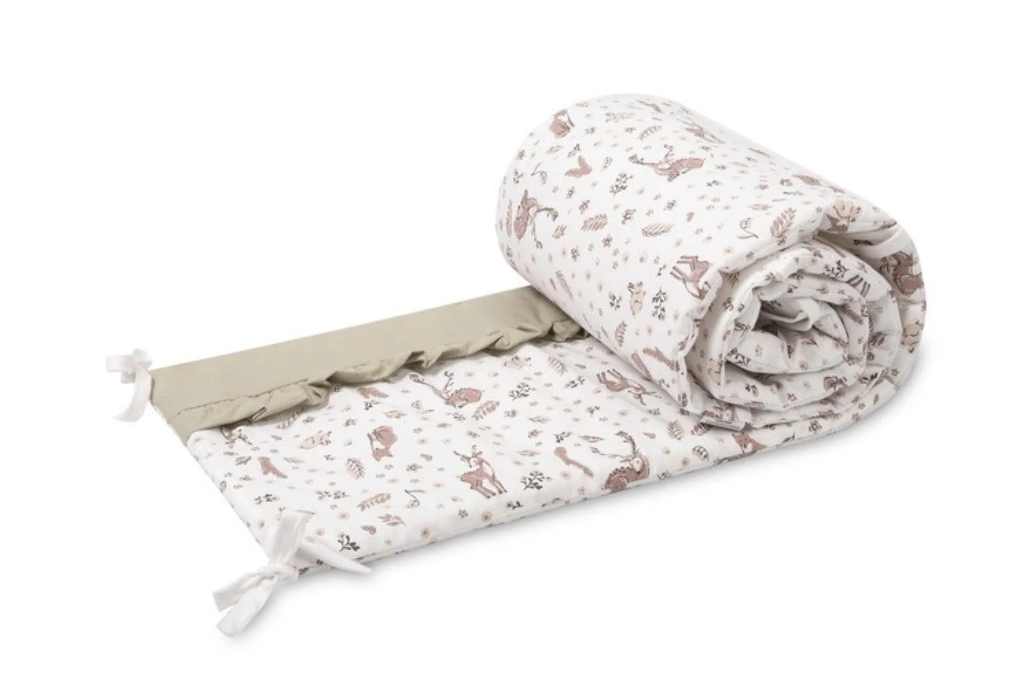 SENSILLO Mantinel do postýlky Forest Beige bavlněný s volánem 180 × 30 cm
