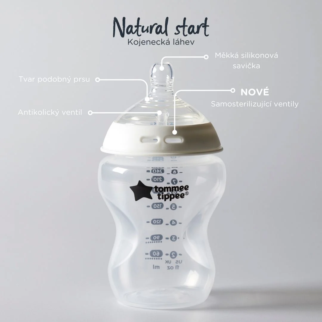 Tommee Tippee Natural Start Anti-Colic Samosterilizační lahvičky 0m+ novorozenecký starter kit bílý