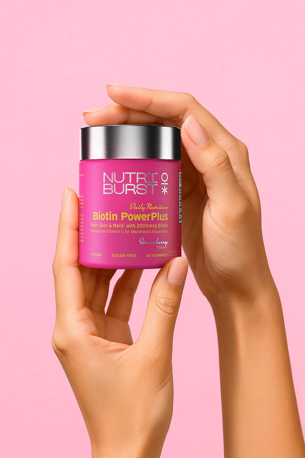 Nutriburst Biotin PowerPlus gummies pro vlasy, pleť a nehty 60 ks jahoda