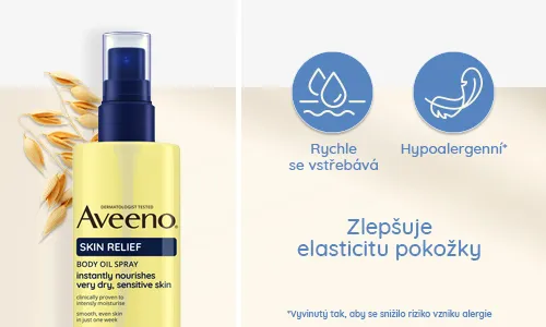 Tělový olej ve spreji Aveeno® Skin Relief zlepšuje elasticitu pokožky