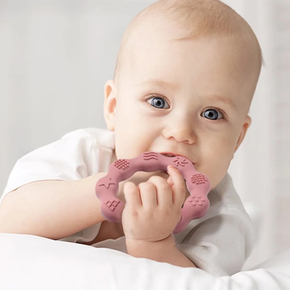 Babyono Kousátko silikonové Kroužek 1 ks růžové
