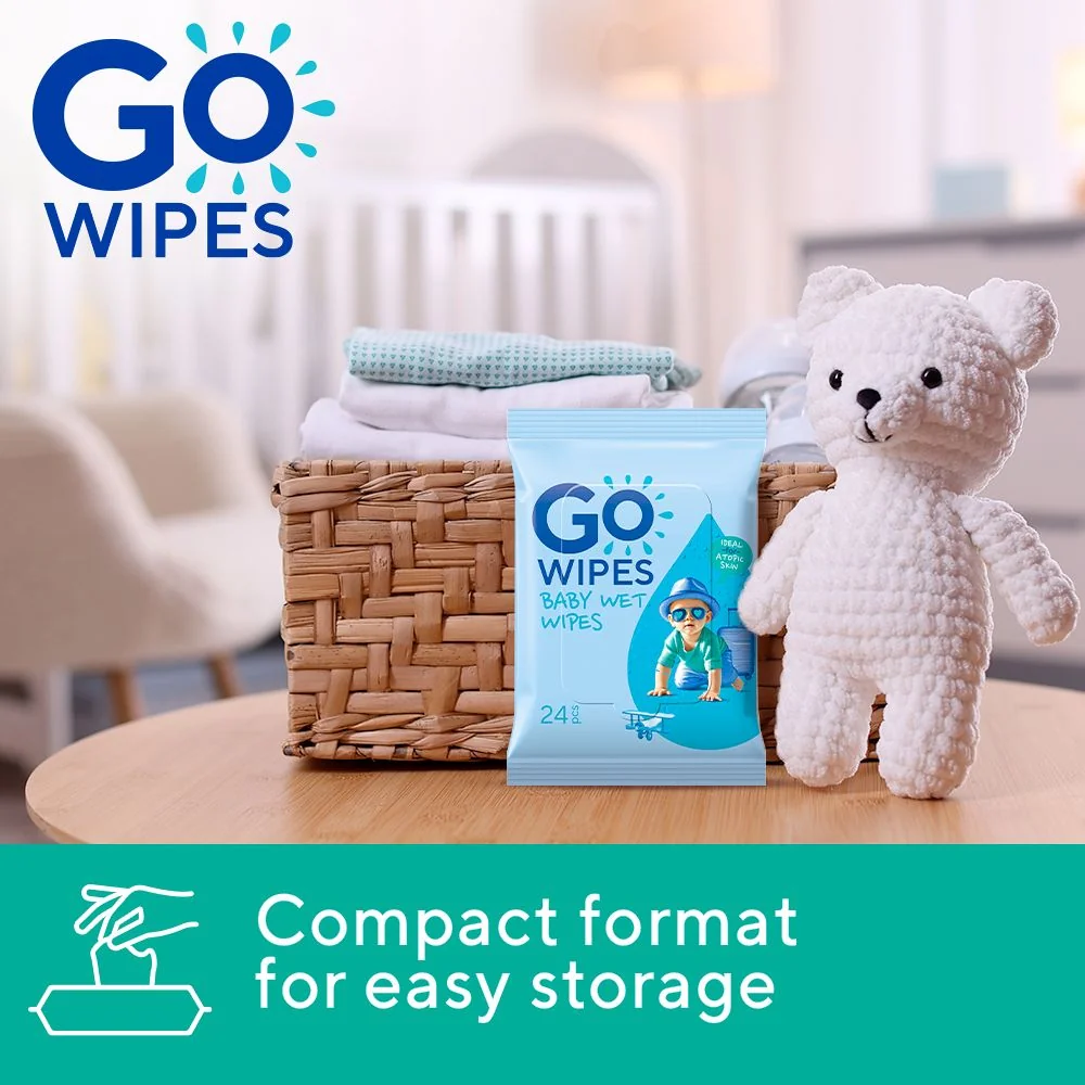 GoWipes Dětské vlhčené ubrousky na citlivou a atopickou pokožku Plastic Free 24 ks