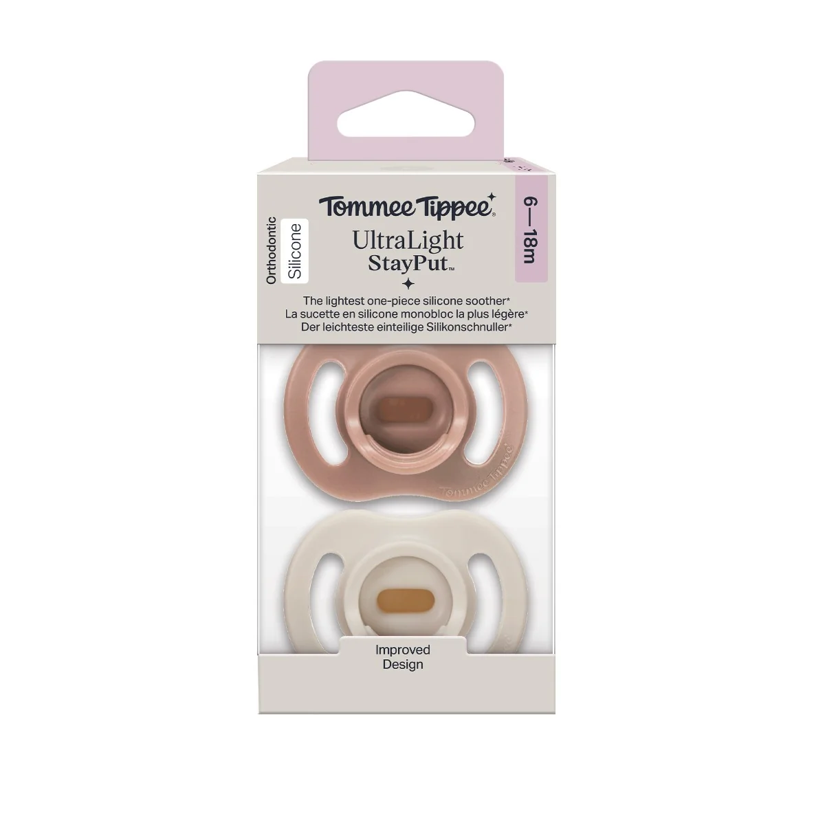 Tommee Tippee Ultra-light silikonový dudlík 6-18m, Girl 2 ks béžová