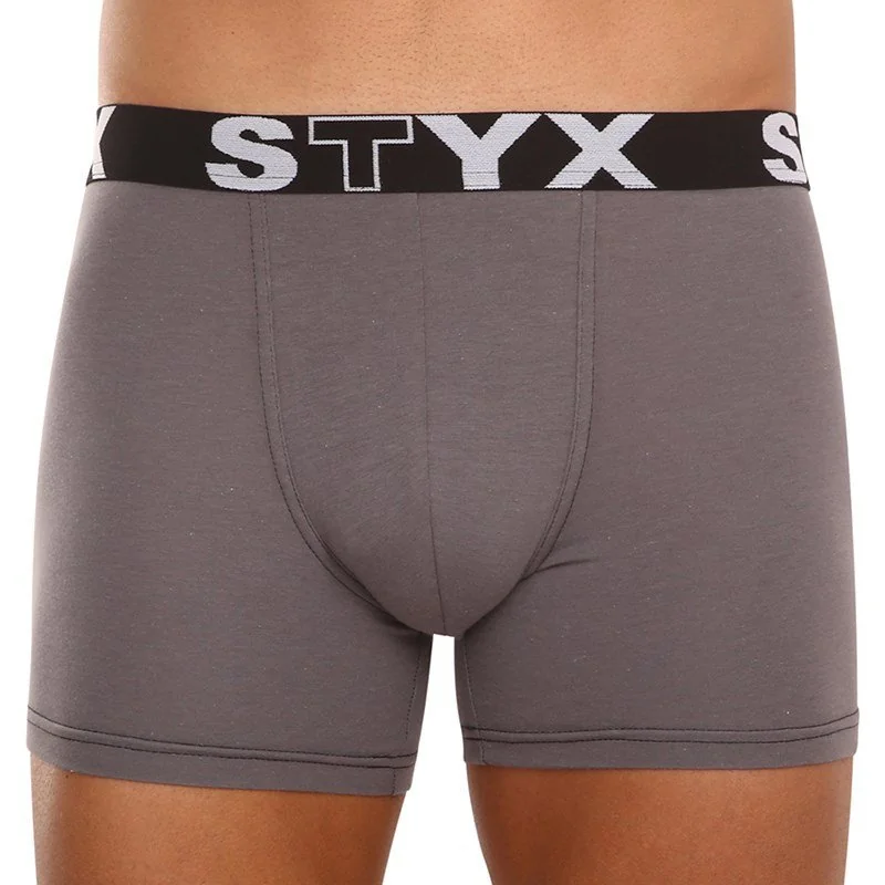 Styx 3PACK pánské boxerky long sportovní guma tmavě šedé (3U1063) M