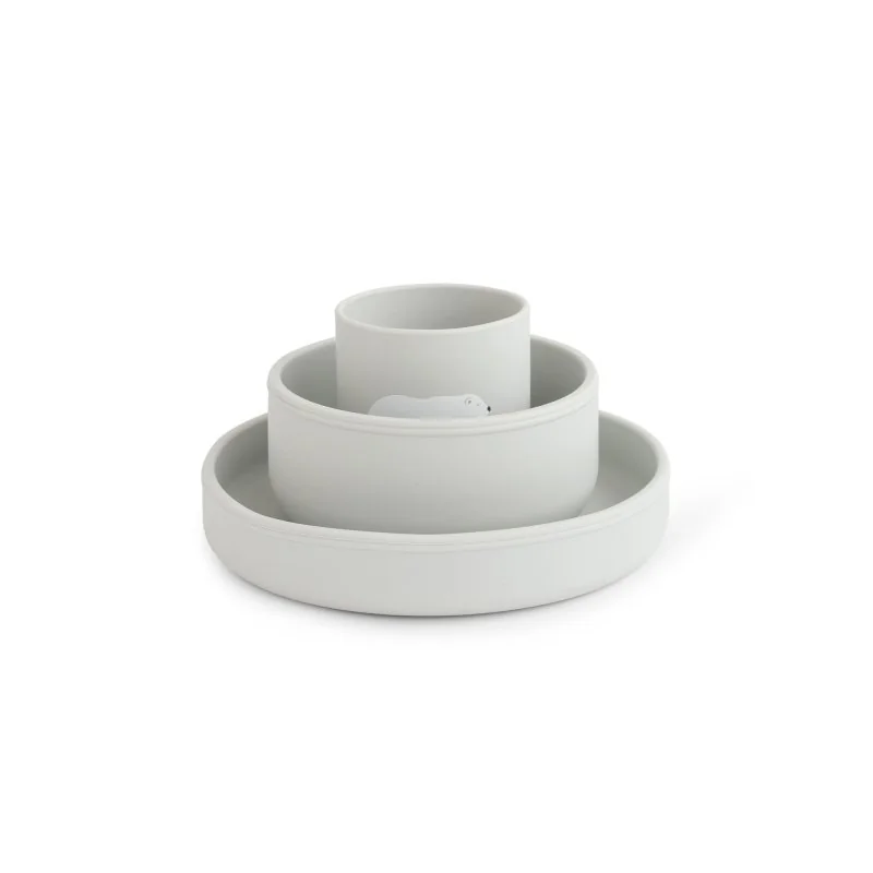 Saro Baby silikonová jídelní sada Polaris Grey