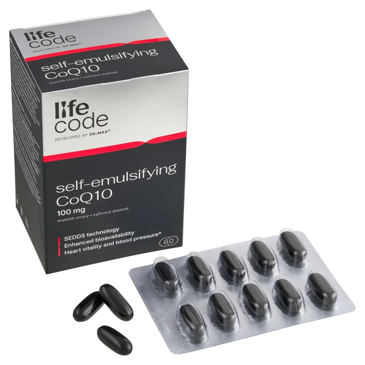 LifeCode developed by Dr. Max® self-emulsifying CoQ10 60 kapslí