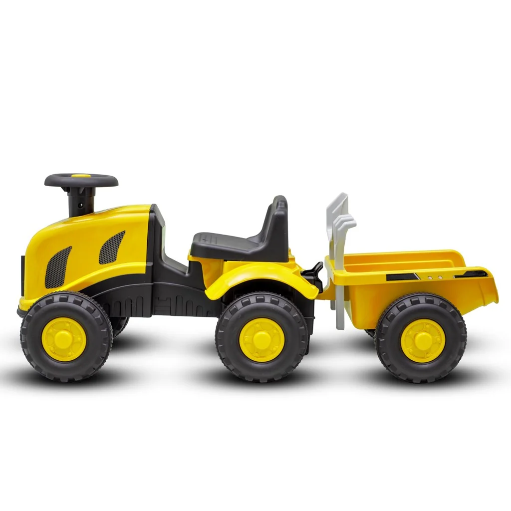 Baby Mix Dětské odrážedlo traktor s vlečkou Benny  žlutý