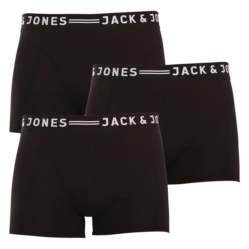 Jack and Jones 3PACK pánské boxerky černé (12081832 - black/black) XXL