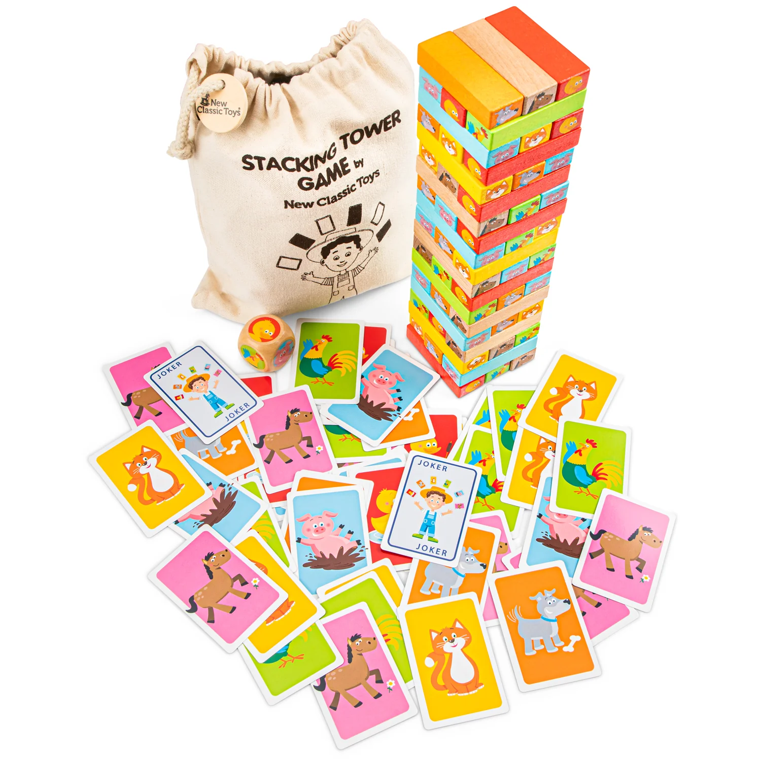 New Classic Toys Dřevěná věž Jenga se zvířátky