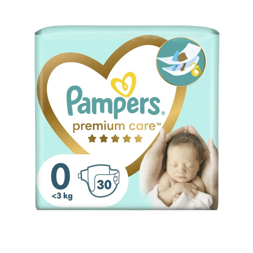 Pampers Premium Care Newborn vel. 0 <3 kg dětské pleny 30 ks