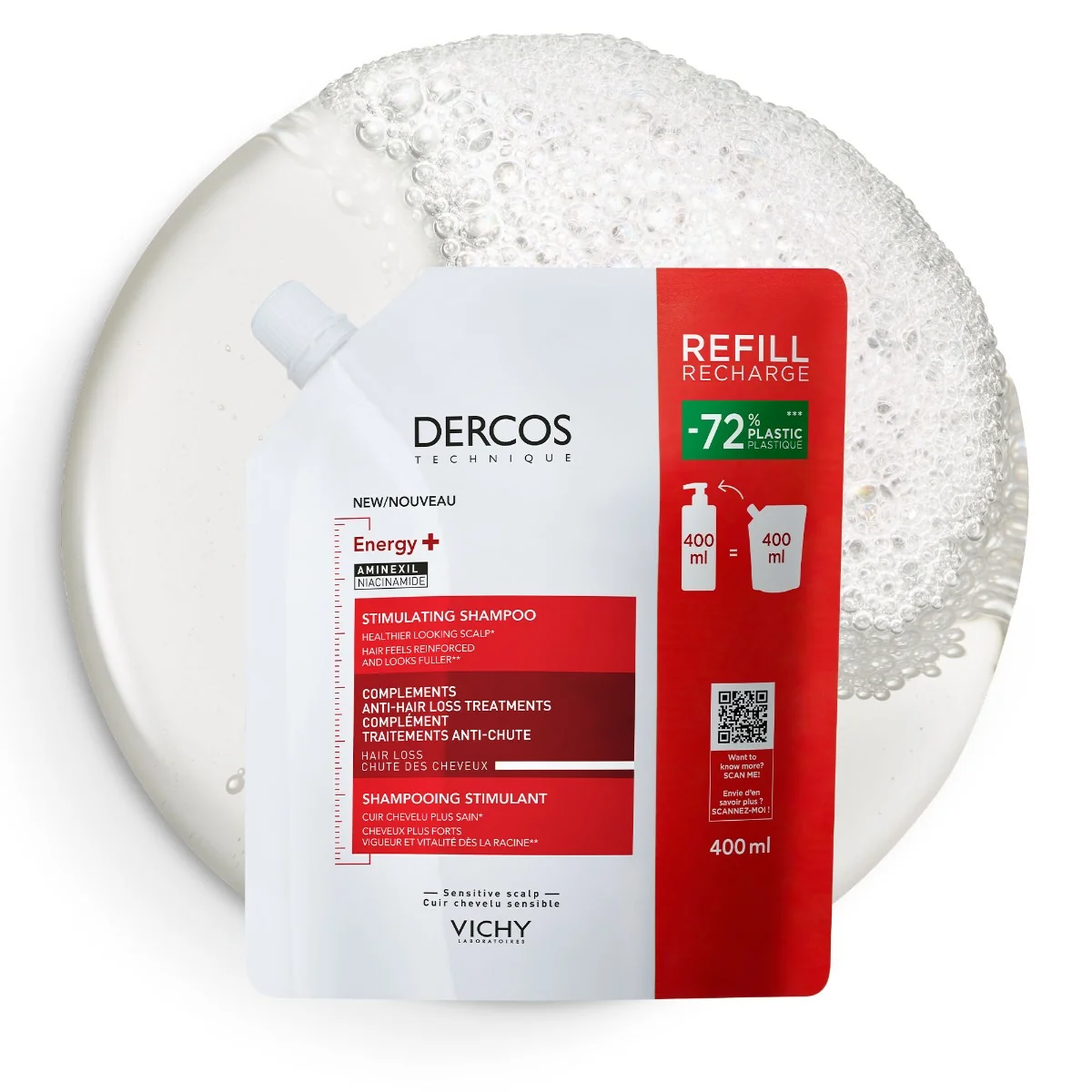 Vichy Dercos Energy+ Posilující šampon s Aminexilem náhradní náplň 400 ml