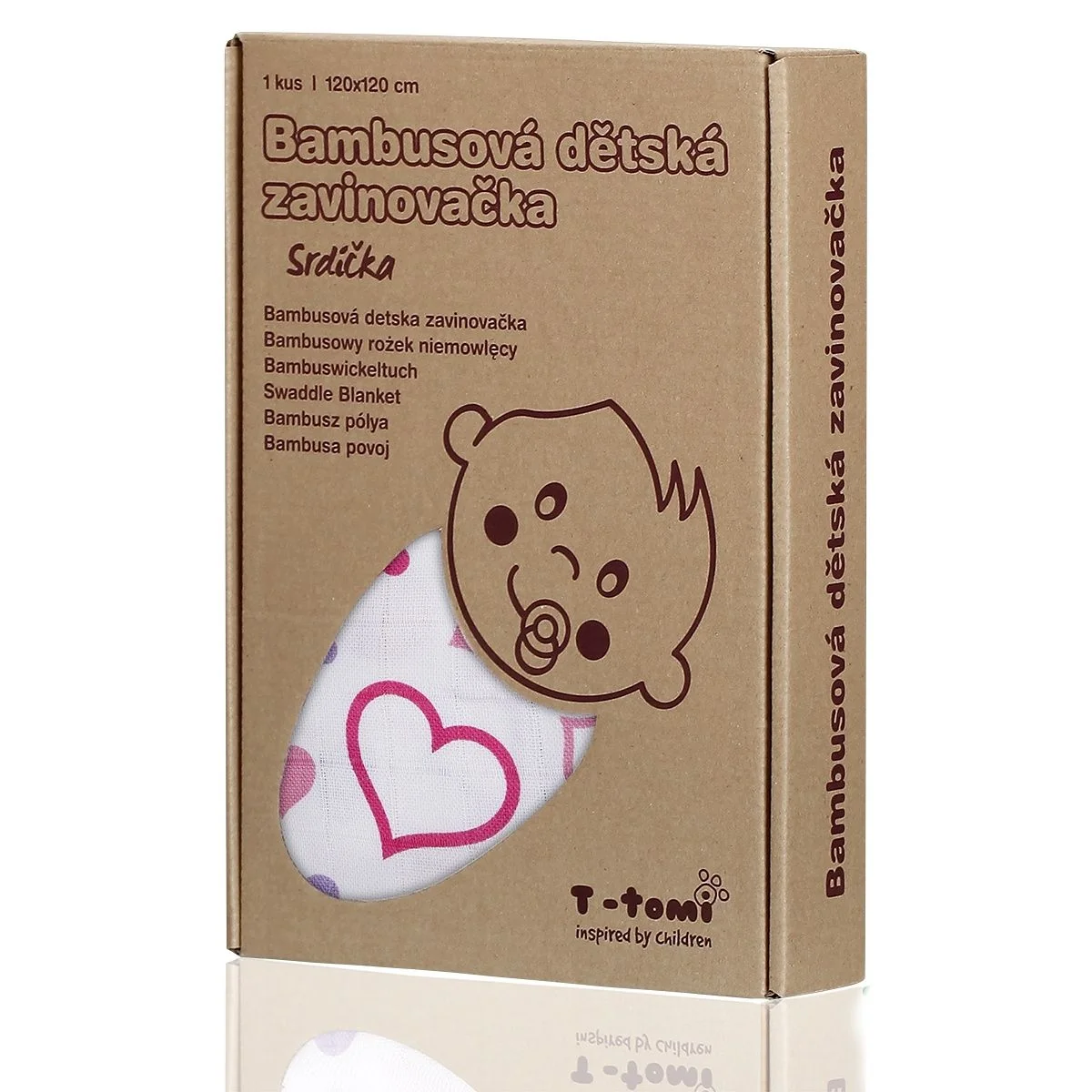 T-tomi Bambusová zavinovačka 1 ks srdíčka