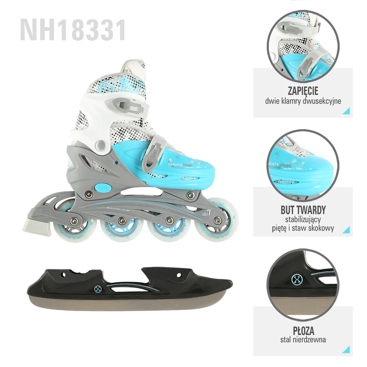NILS EXTREME Brusle NH18331 4v1 modré Velikost: M(35-38)