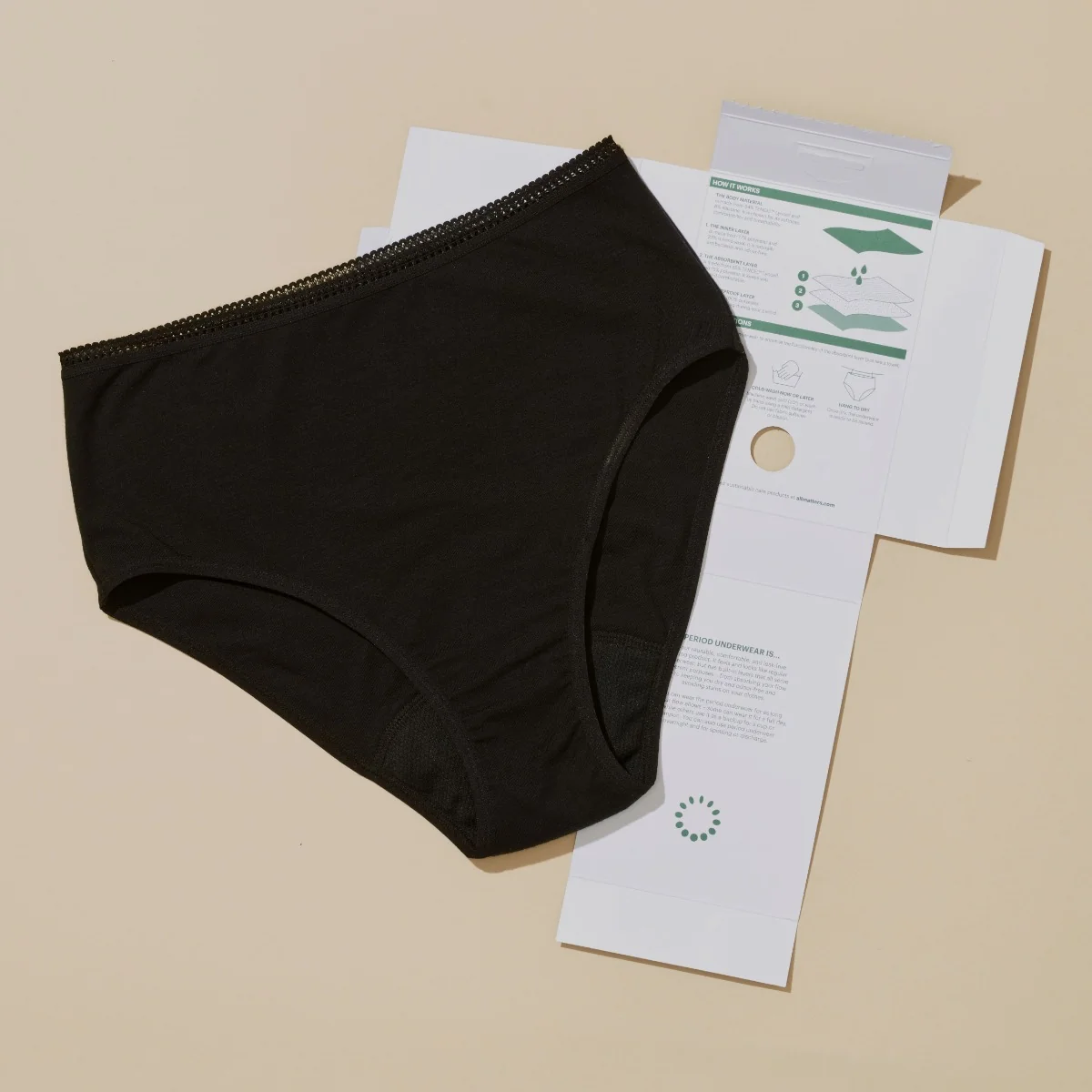 AllMatters Menstruační kalhotky s vysokým pasem vel. S 1 ks černé