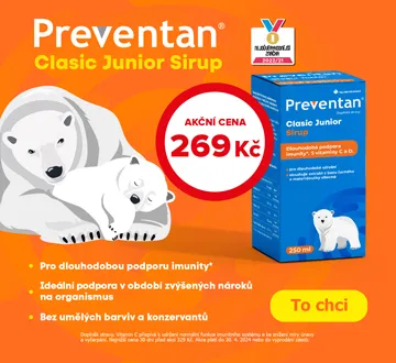 Preventan Clasic Junior Sirup 269 Kč (březen 2024)