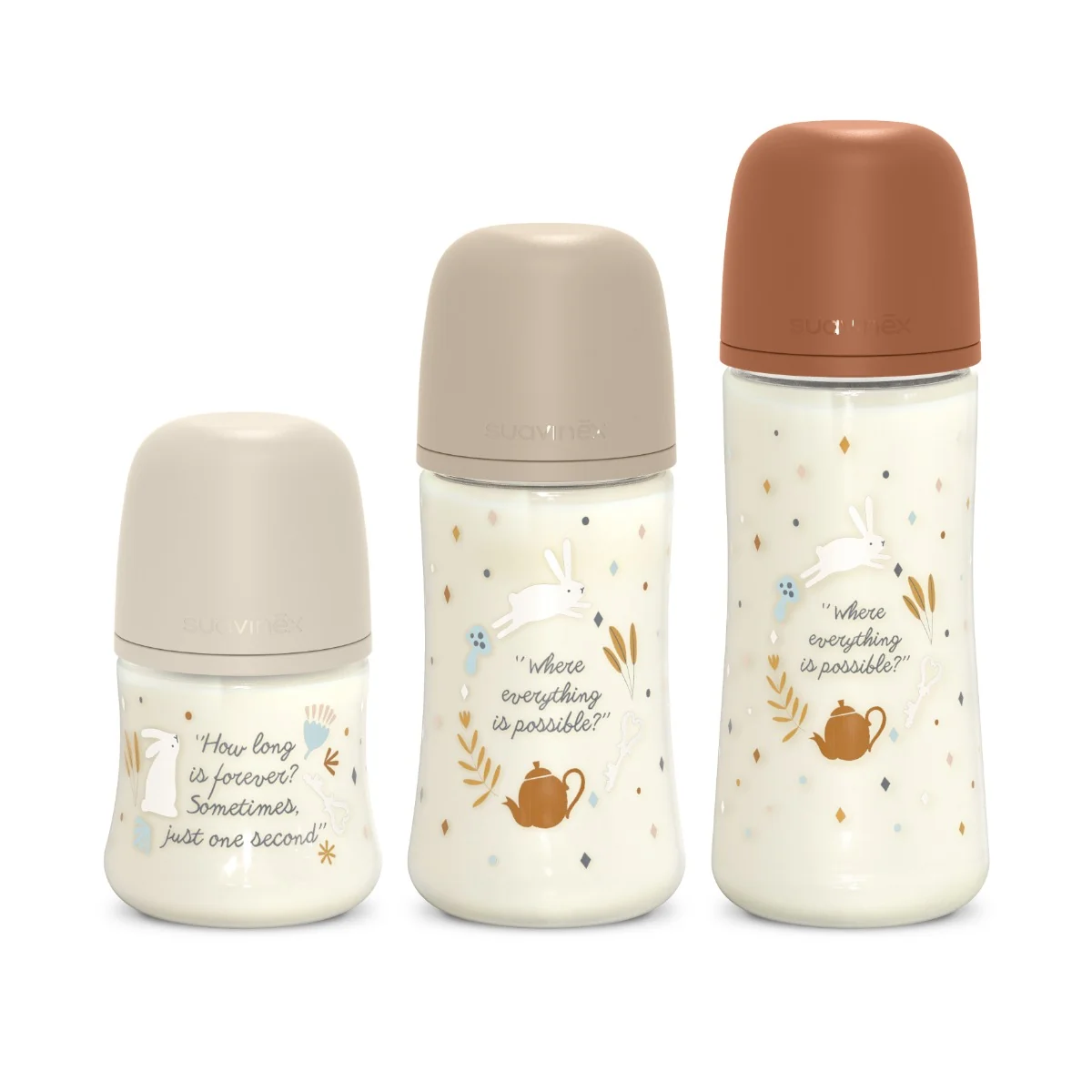 Suavinex Wonderland Kojenecká láhev průtok L 6m+ 360 ml 1 ks liberty krémová