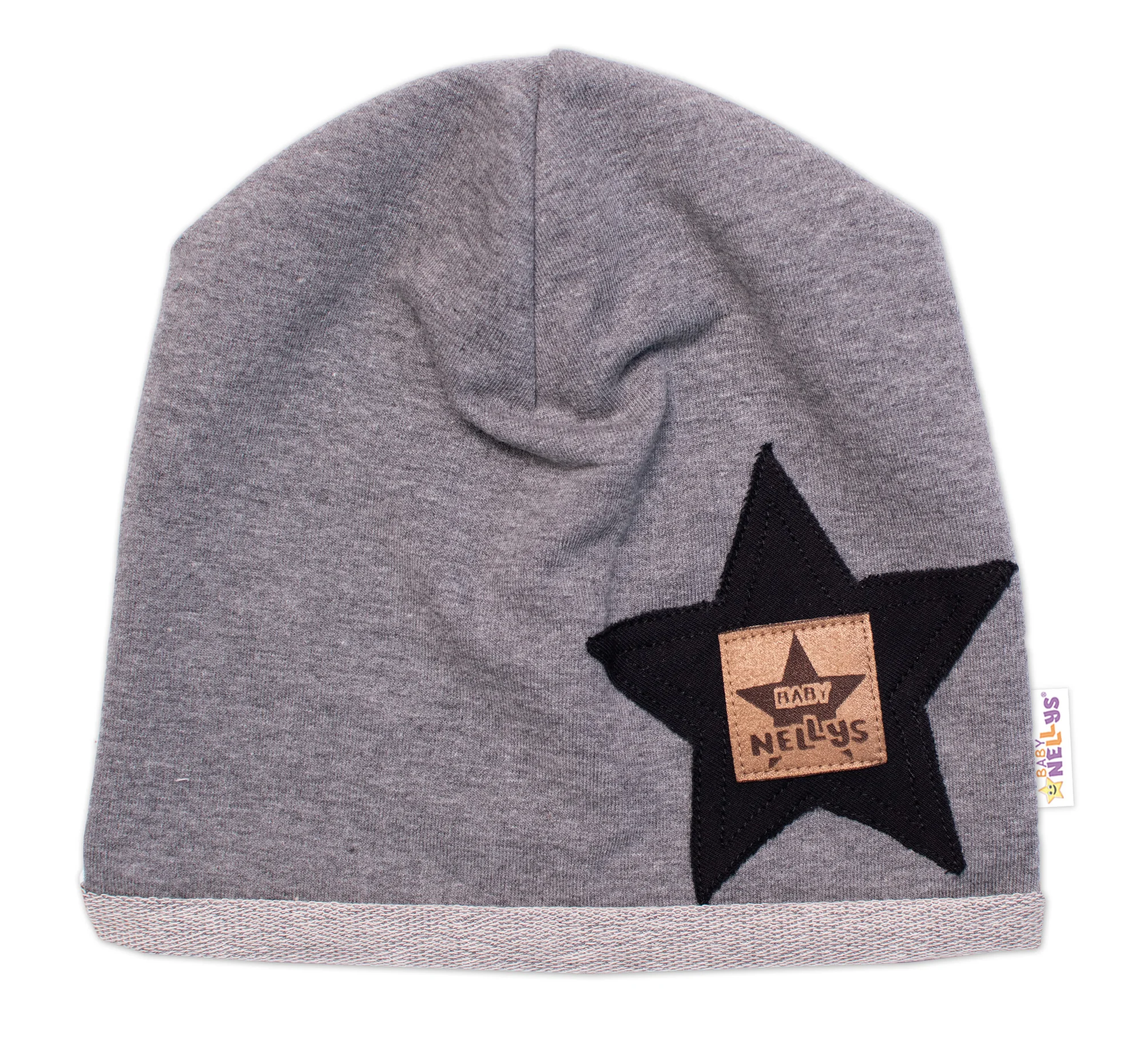 Baby Nellys Dětská čepice bavlna, Baby Star, šedá vel. 104/134