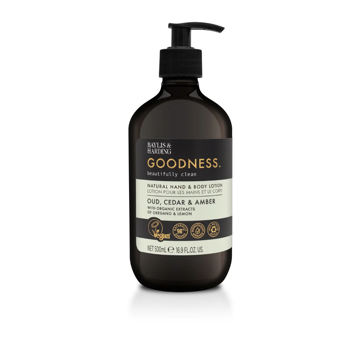 Baylis & Harding Krém na tělo a ruce Oud, Cedr & Ambra 500 ml