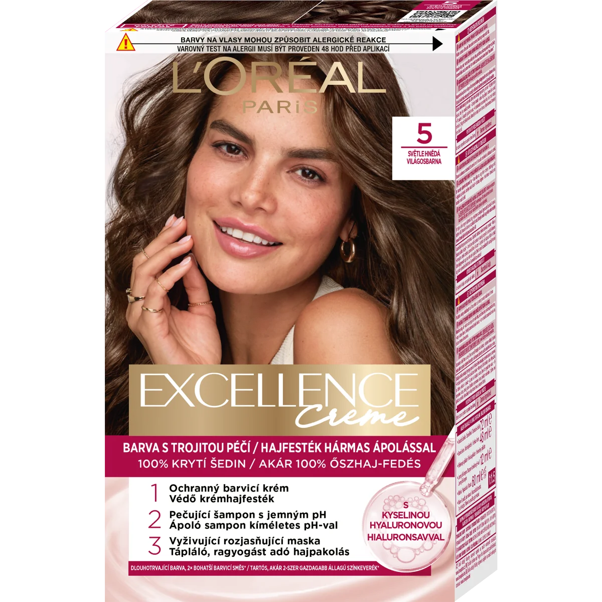 Loréal Paris Excellence Cream odstín 5 Světle hnědá barva na vlasy 1 ks
