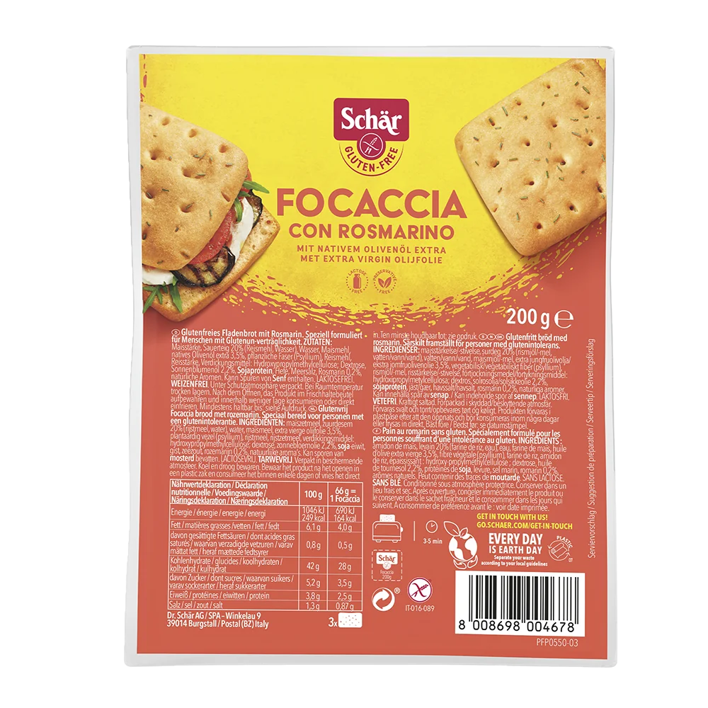 SCHÄR Focaccia con rosmarino pečivo bez lepku 200 g