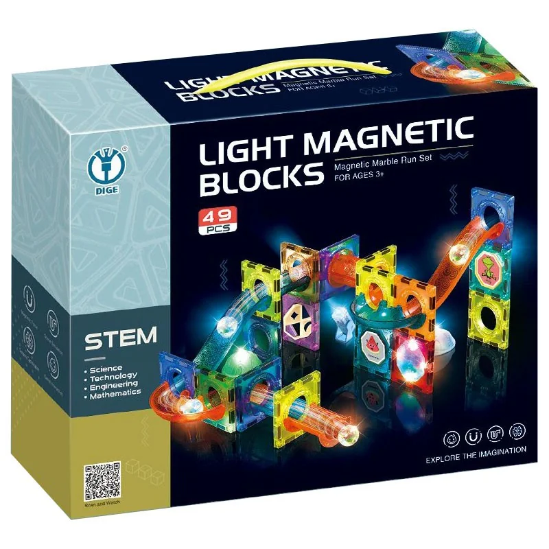 Sparkys Kuličková dráha - magnetická, svítící stavebnice (49 ks)