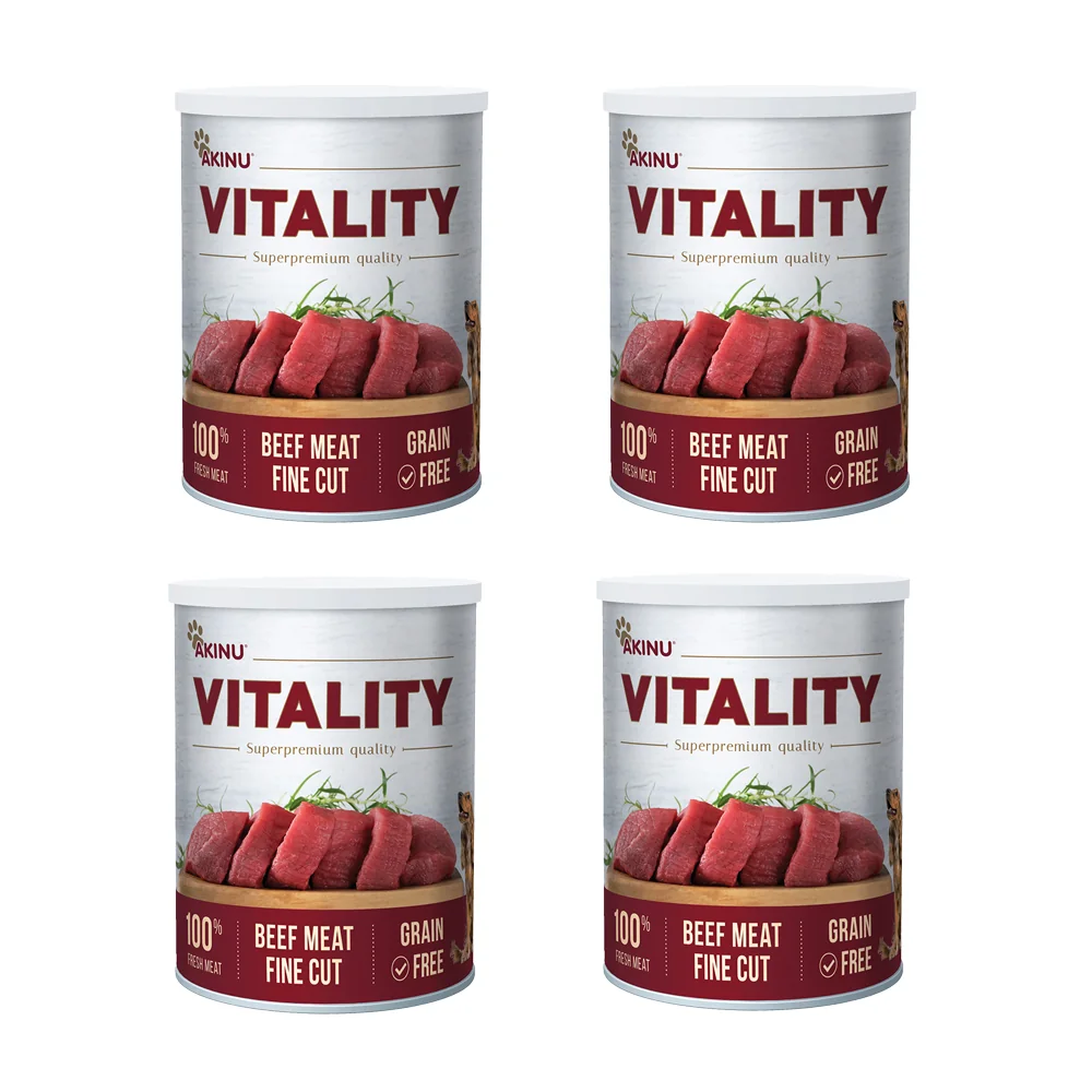 Akinu VITALITY Hovězí jemně krájená svalovina konzerva pro psy 4 x 400 g