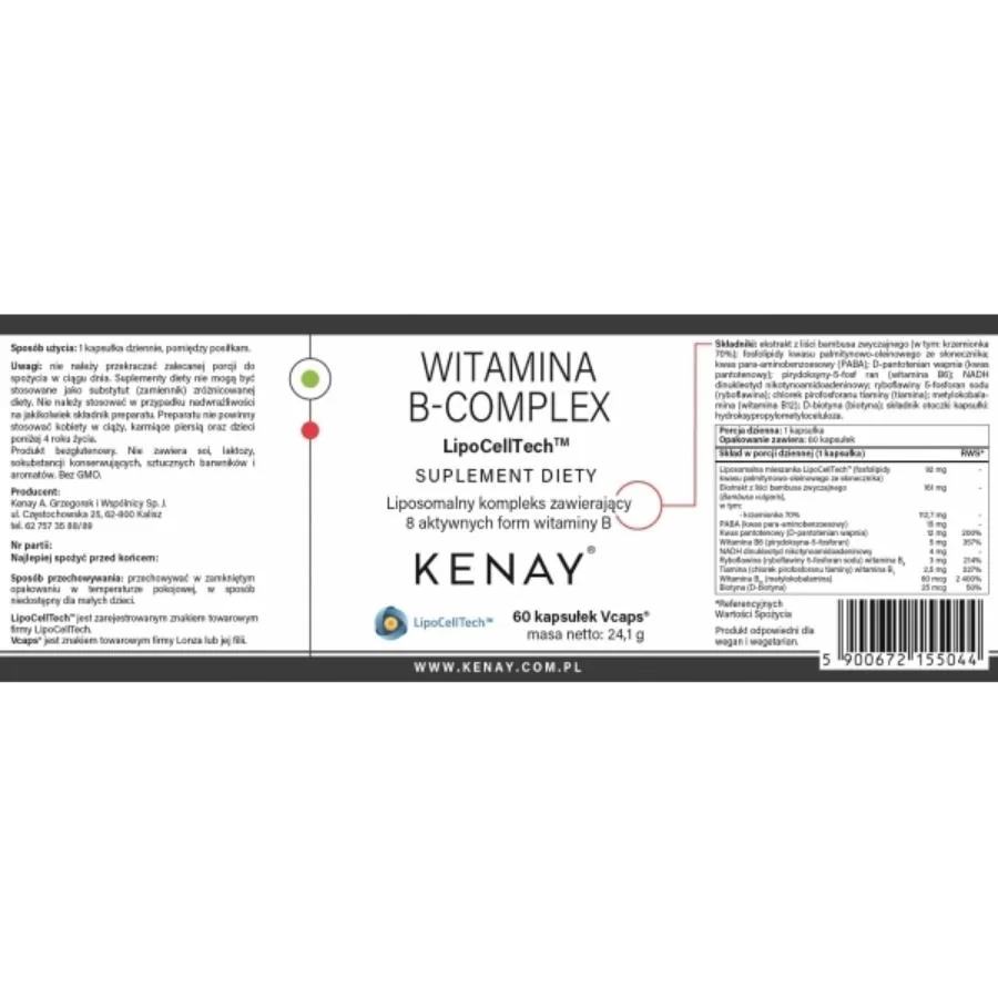 Kenay Vitamin B komplex LipoCellTech 60 kapslí