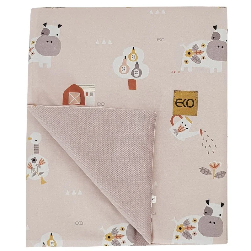 Eko Deka bavlněná s podšívkou VELVET My farma Powder pink 100x80 cm
