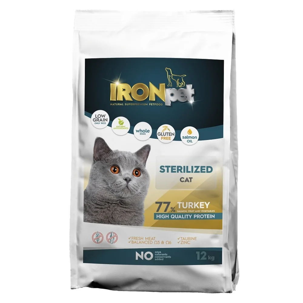 IRONpet Cat Sterilized Turkey (Krůta) 12 kg 