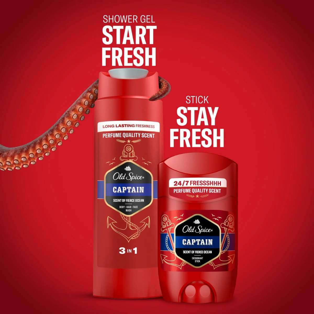 Old Spice Xmass sada Captain tuhý deodorant a sprchový gel 50 ml + 250 ml