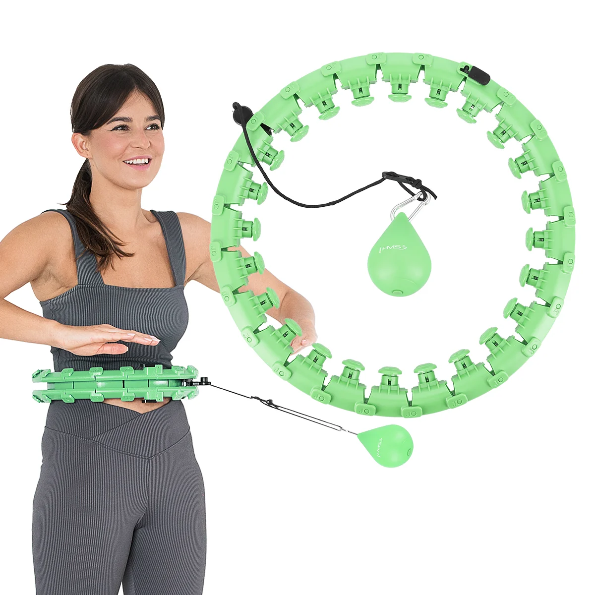 HMS Masážní hula hoop obruč se závažím HHW01 - zelená