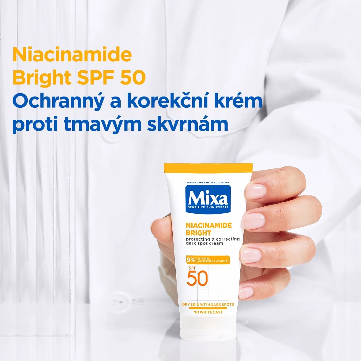 Mixa Niacinamide Bright Krém proti tmavým skvrnám SPF50 50 ml