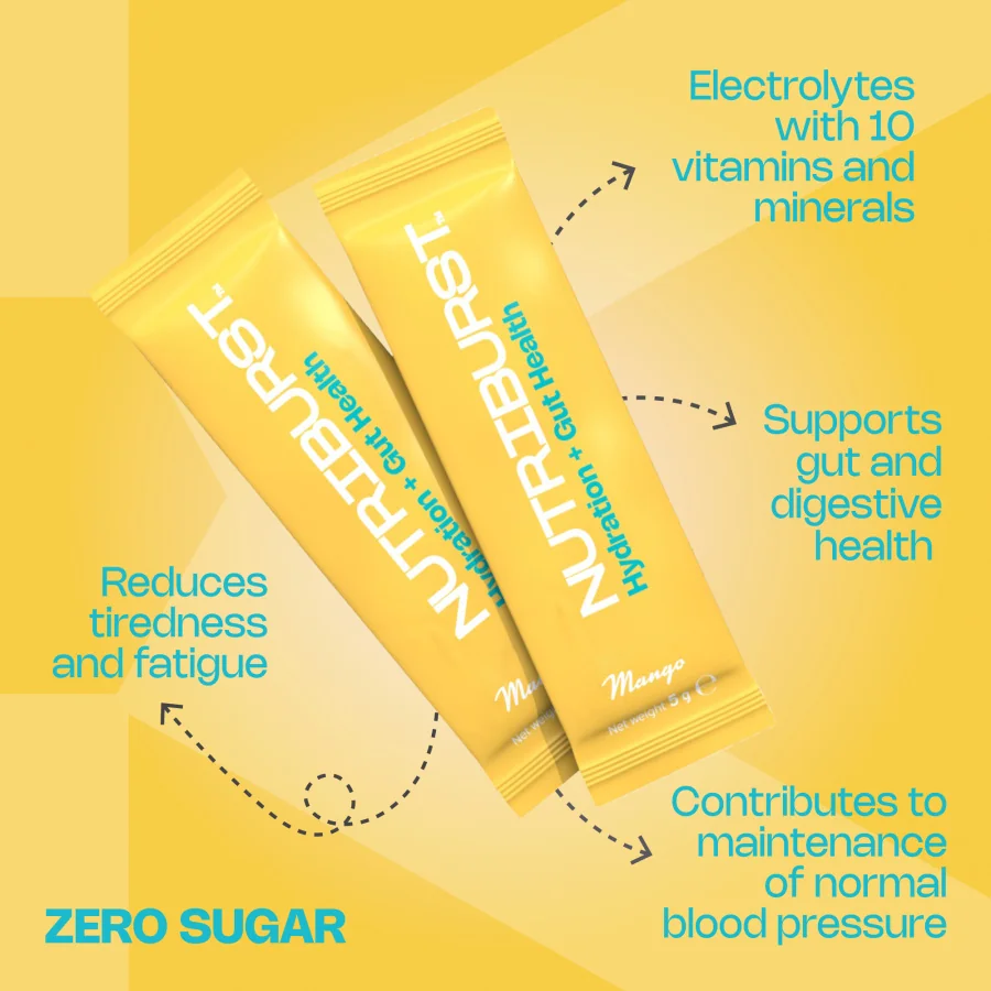 Nutriburst Elektrolyty Gut Health hydratační nápoj s vitamíny 7 ks mango