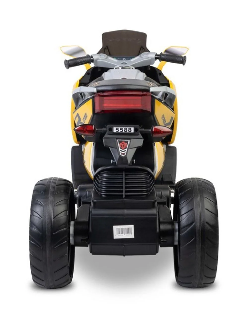 Toyz Elektrická tříkolová motorka pro děti – 2 motory, LED, USB, žlutá