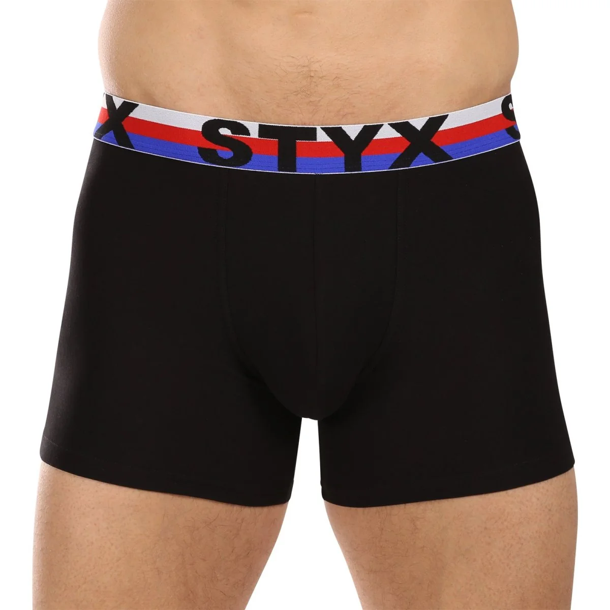 Styx 3PACK pánské boxerky long sportovní guma černé trikolóra (3U1960) XL