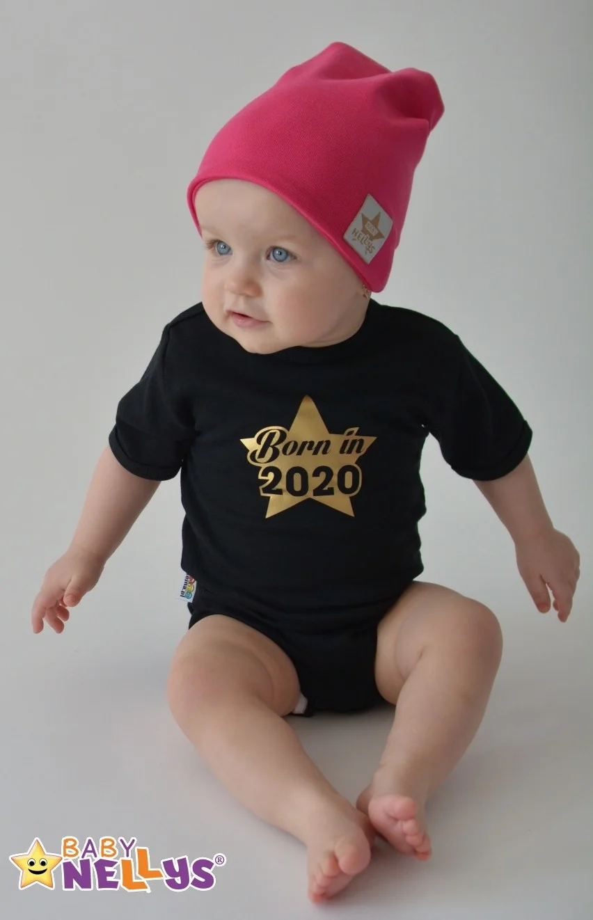 Baby Nellys Dětská bavlněná čepice - dvouvrstvá, tm. růžová vel. 110