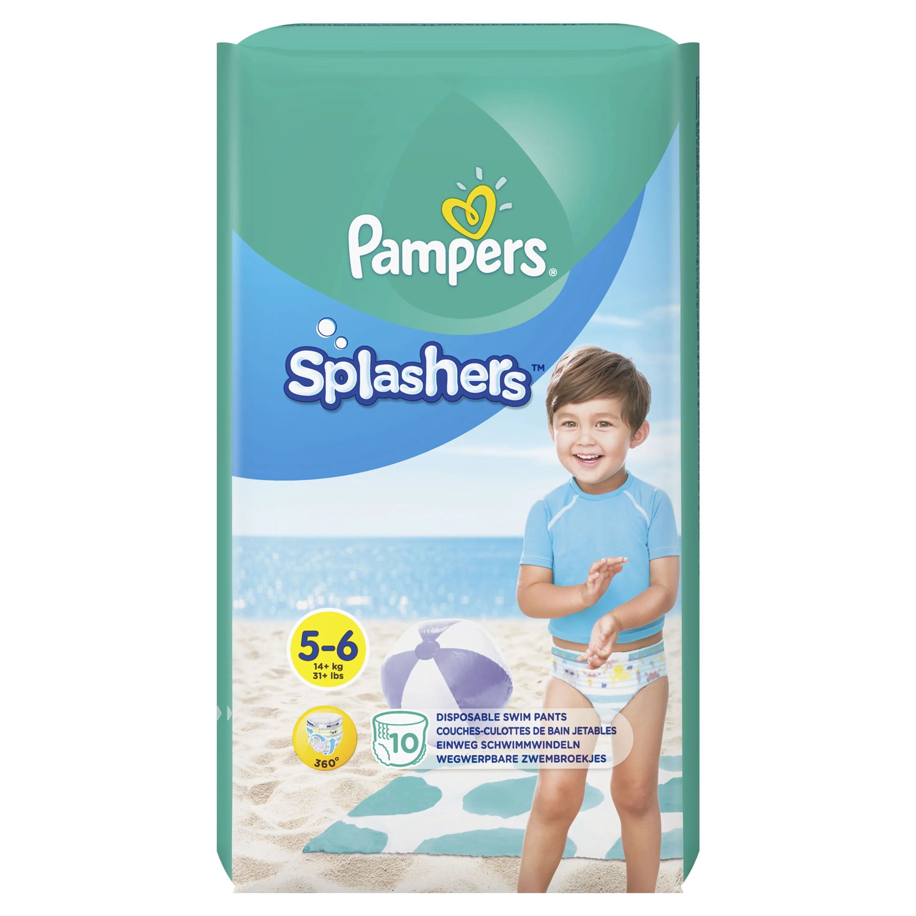 Pampers Splashers Kalhotkové plenky vel. 5 14+ kg Carry Pack 10 ks