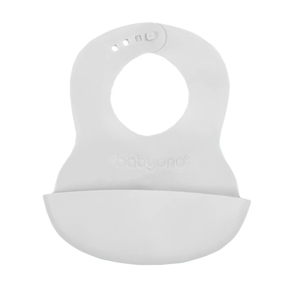 Babyono Bryndák měkký plastový s kapsou bez BPA grey 6m+