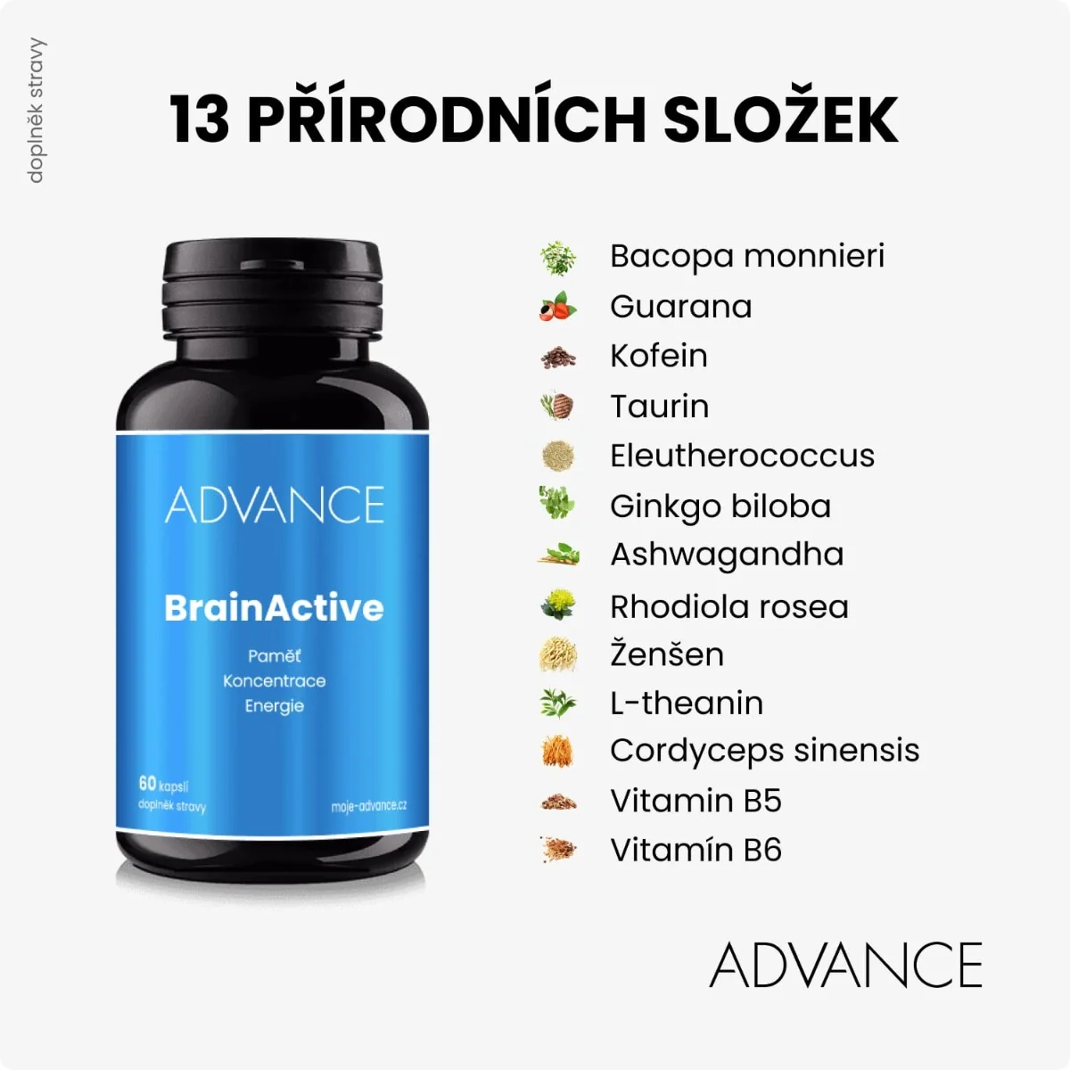 ADVANCE BrainActive paměť, koncentrace, energie 60 kapslí