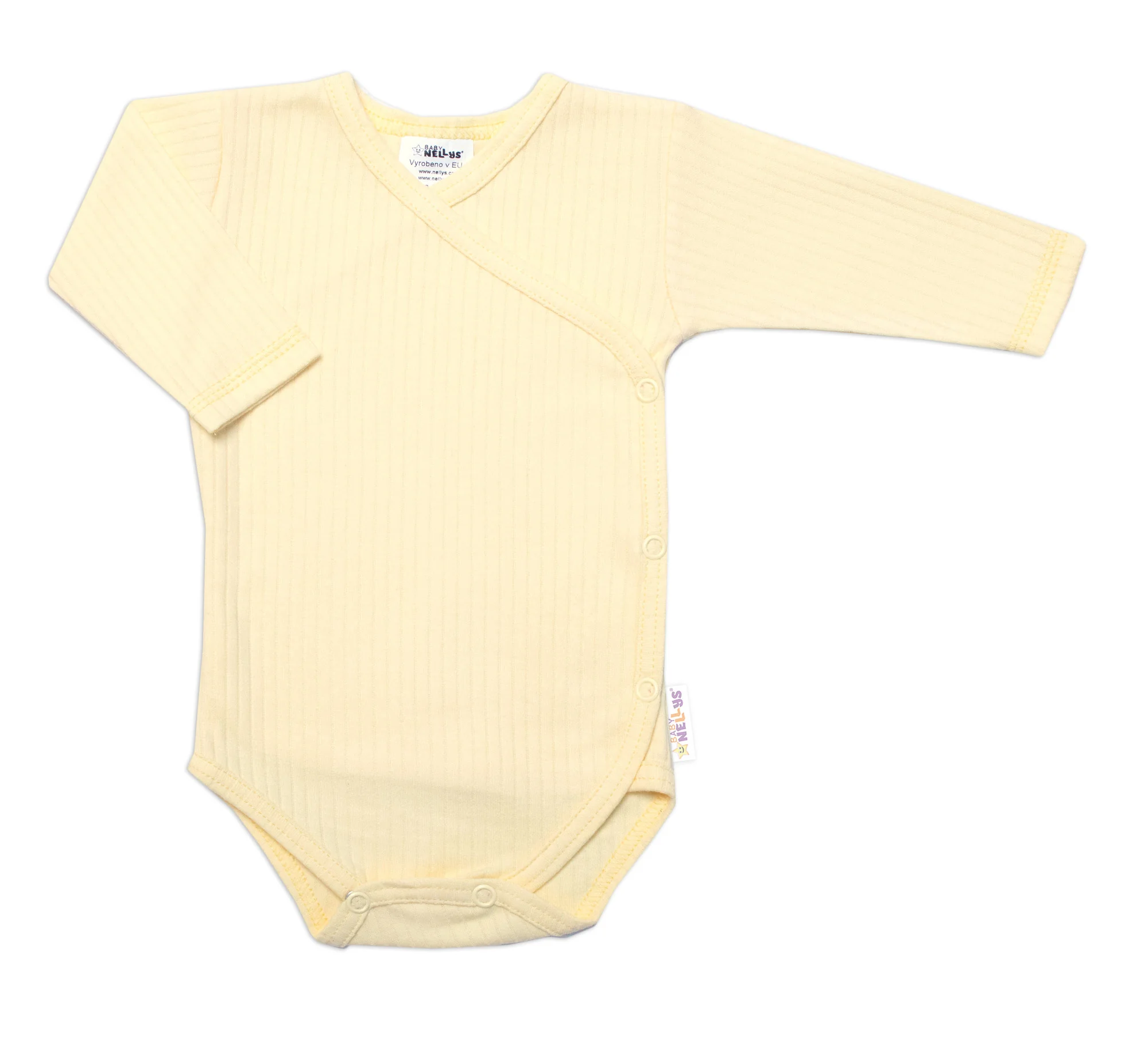 Baby Nellys Praktická 5-dílná žebrovaná soupravička do porodnice BOY, žlutá vel. 68