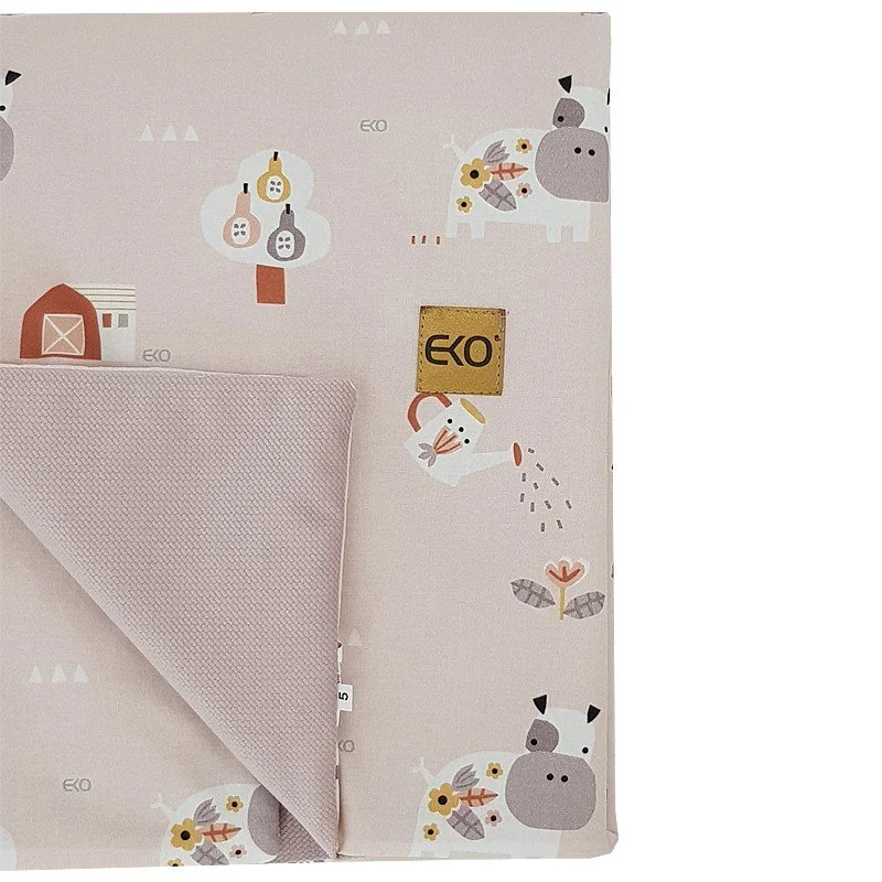 Eko Deka bavlněná s podšívkou VELVET My farma Powder pink 100x80 cm