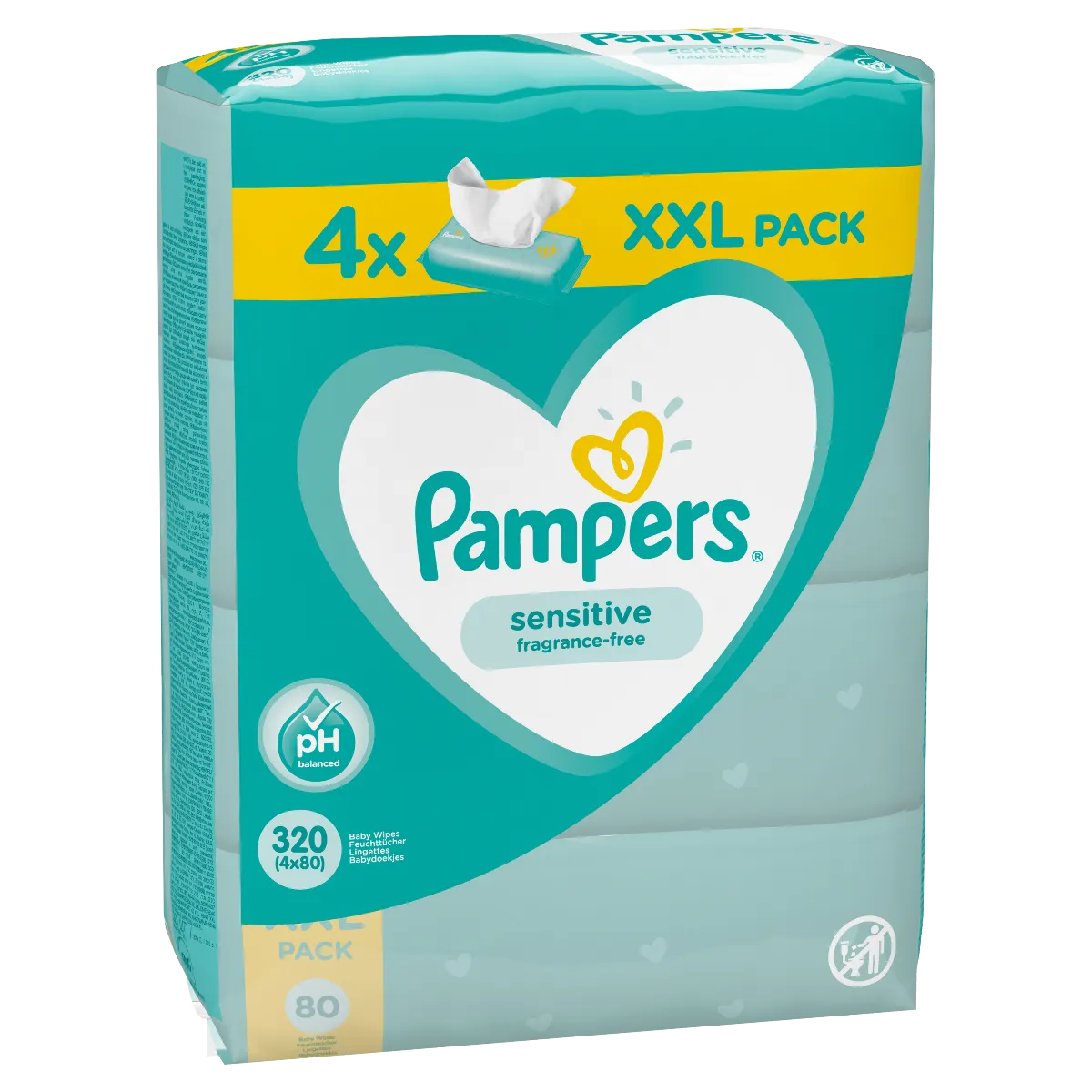 Pampers Sensitive vlhčené ubrousky 4x80 ks