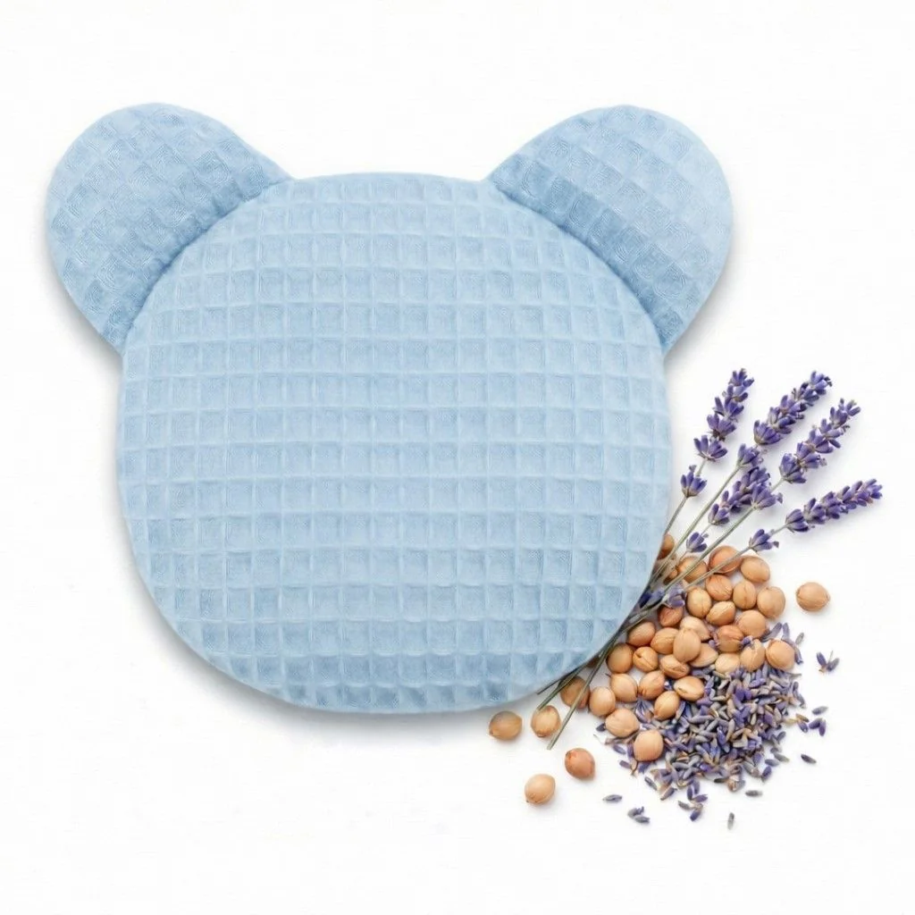 BocioLand Nahřívací polštářek TEDDY s třešňovými pecičkami a levandulí - sv. modrý