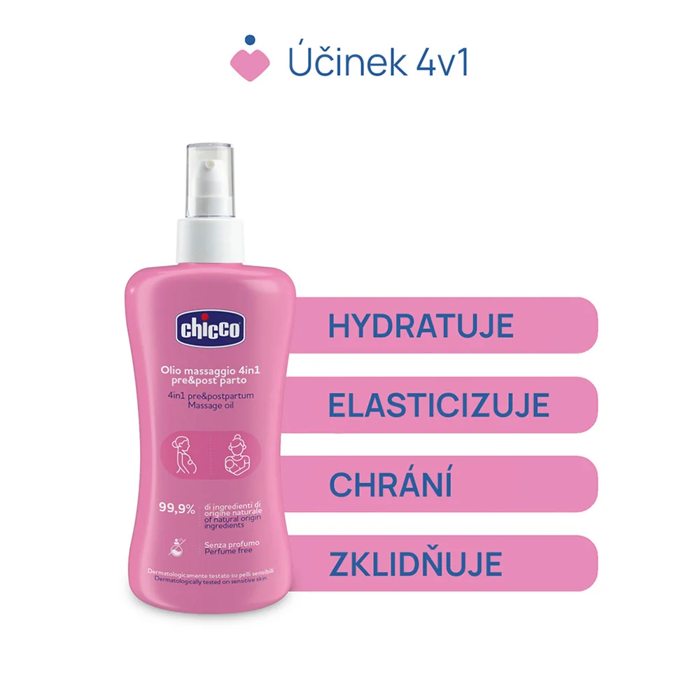 Chicco Masážní olej před a po porodu 4v1 200 ml