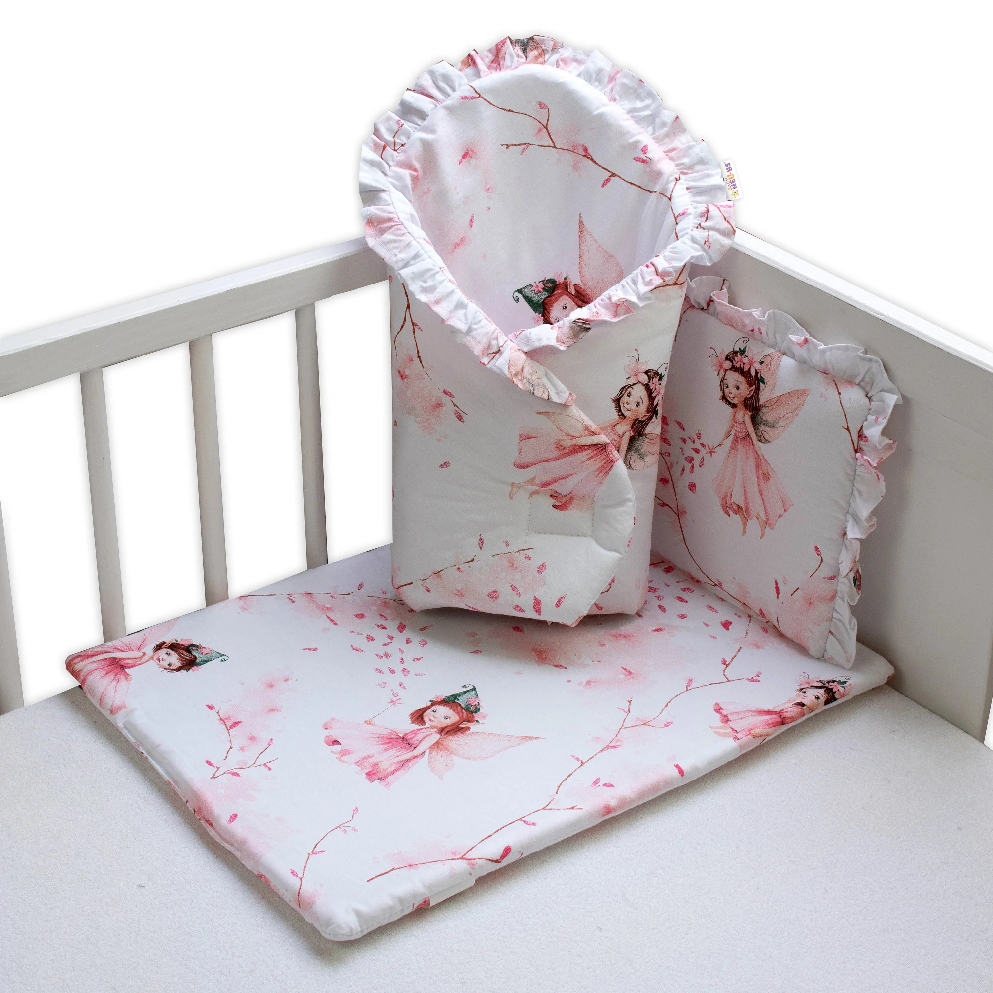 Baby Nellys Sada pro panenku 3D,zavinovačka,peřinka,polštářek, Víla,růžová