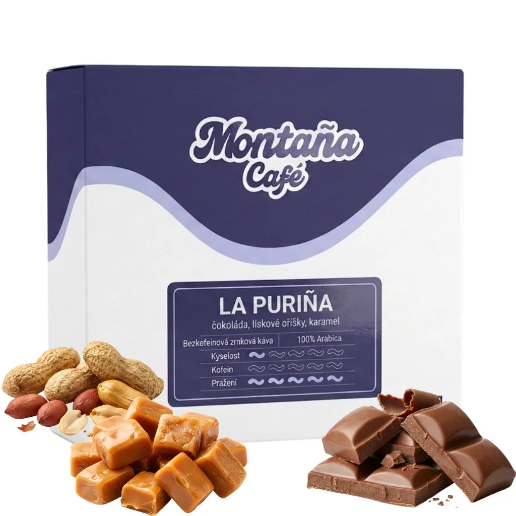 Montaña Café La Puriña bezkofeinová zrnková káva 250 g