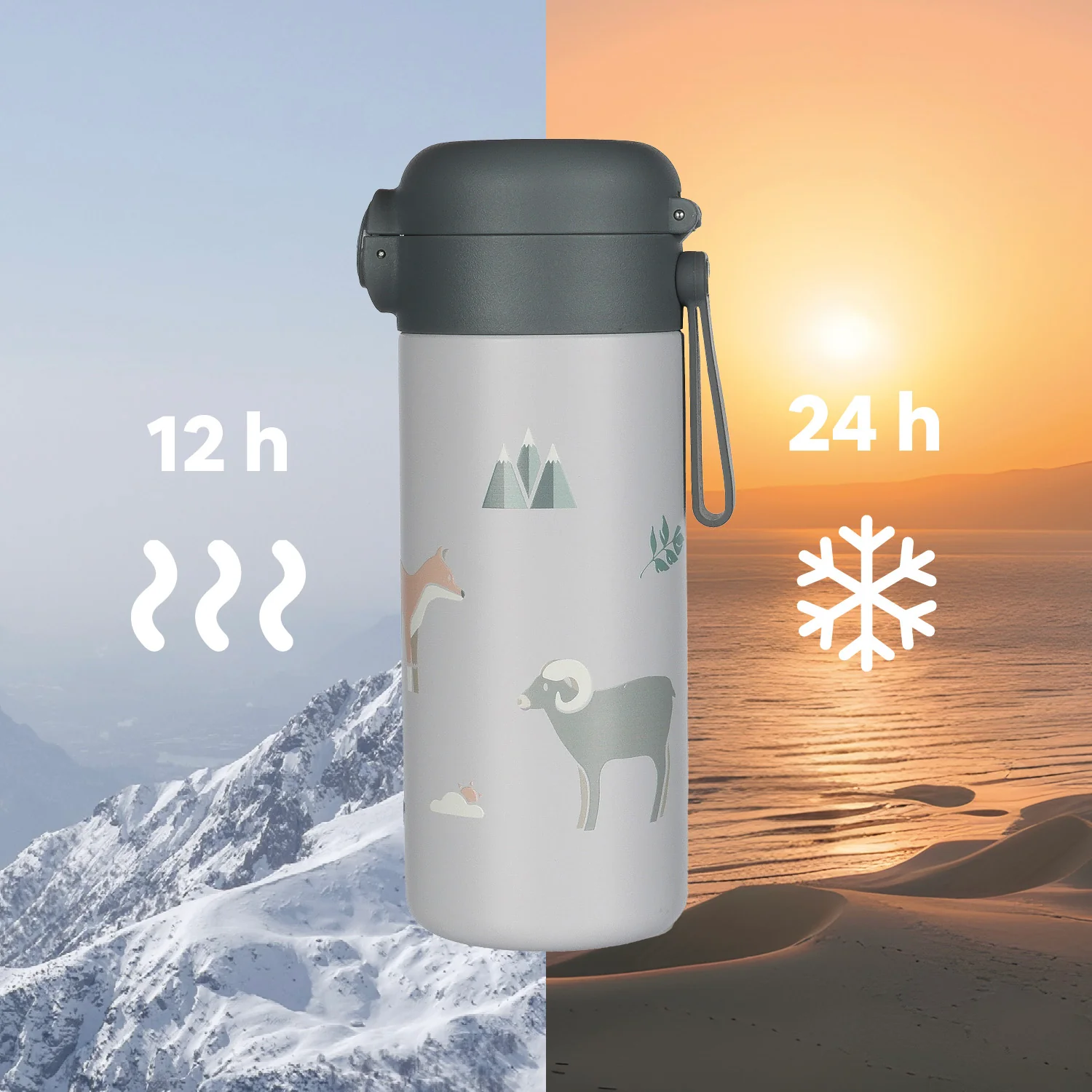 Zopa Termoska na tekutiny s brčkem a silikonovým držákem 350 ml, Pistacio green 4