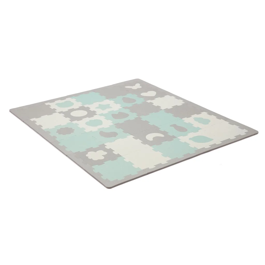 Kinderkraft Podložka pěnová puzzle Luno Shapes 185 x 165 cm Mint, 30ks, Premium